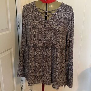 Lee Boho Long Bell Sleeve Pullover Top Size L